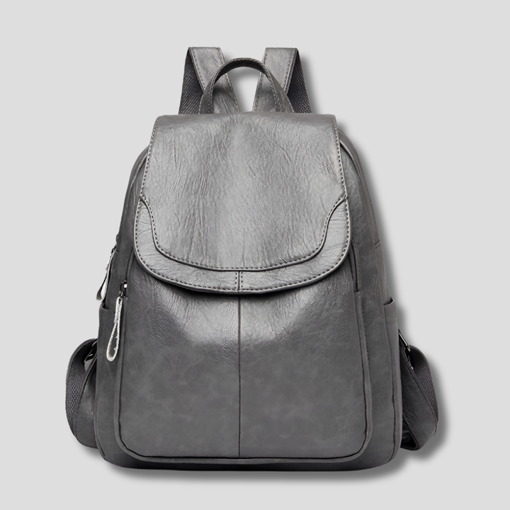 Women's Leather Backpack – Anti-Theft Zippered Compact Daypack
