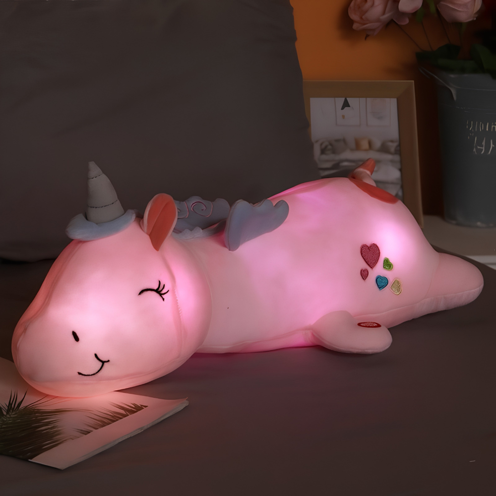 Lampada da comodino LED per bambini, peluche con luce soffusa, giocattolo luminoso