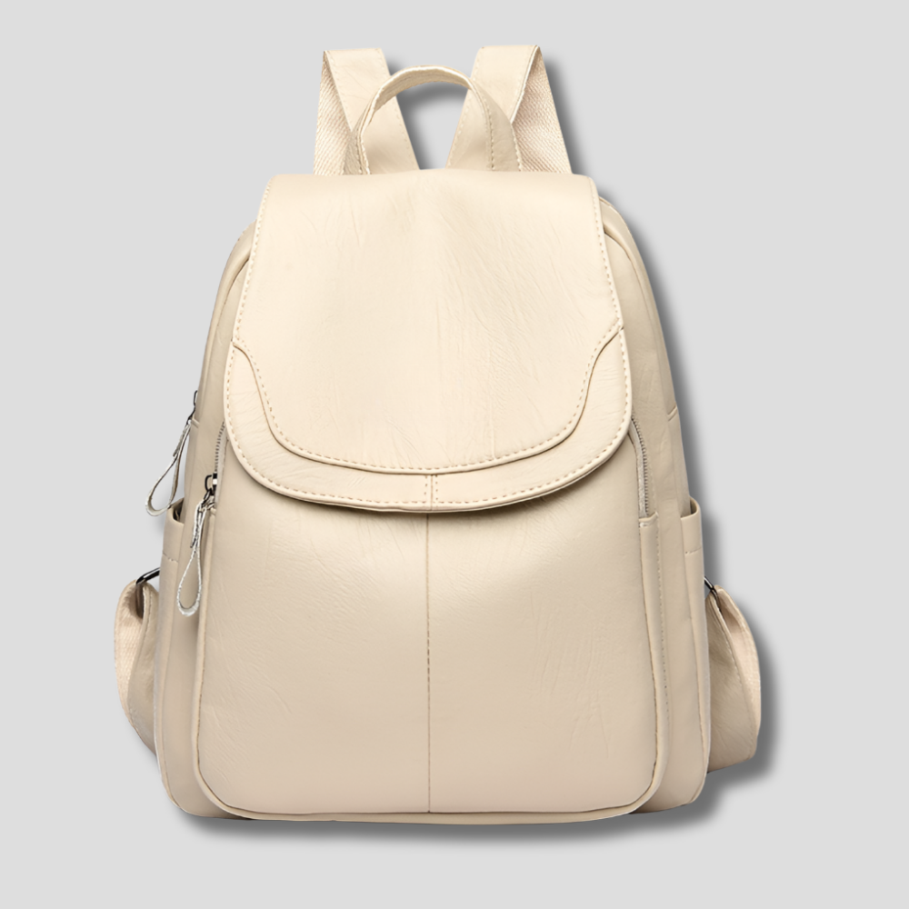 Women's Leather Backpack – Anti-Theft Zippered Compact Daypack