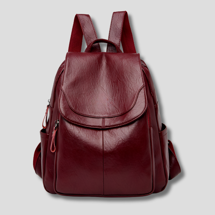 Women's Leather Backpack – Anti-Theft Zippered Compact Daypack