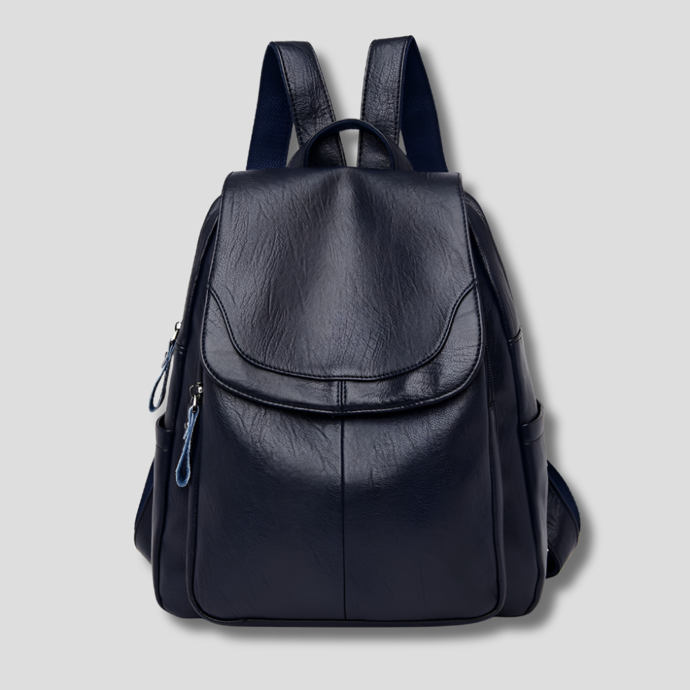 Women's Leather Backpack – Anti-Theft Zippered Compact Daypack