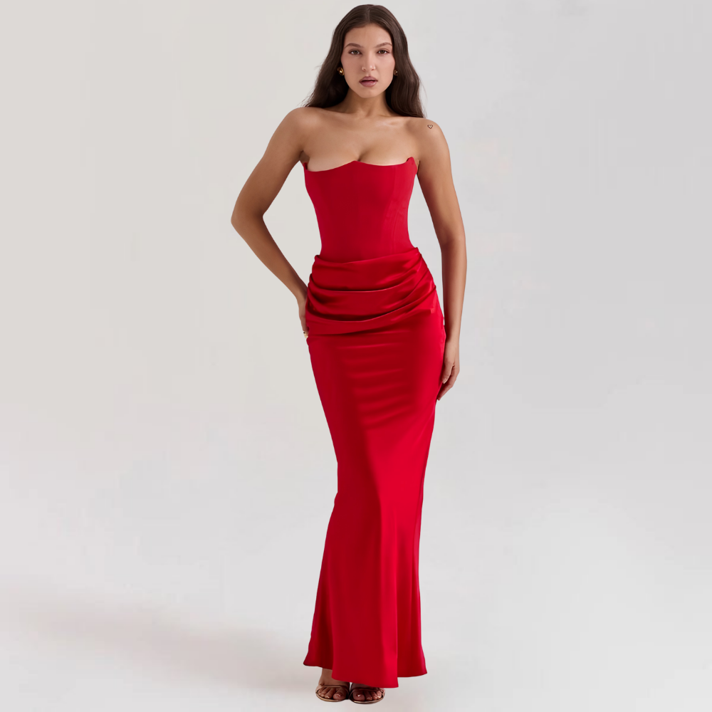 Strapless Corset Evening Gown | Satin Formal Dress for Women