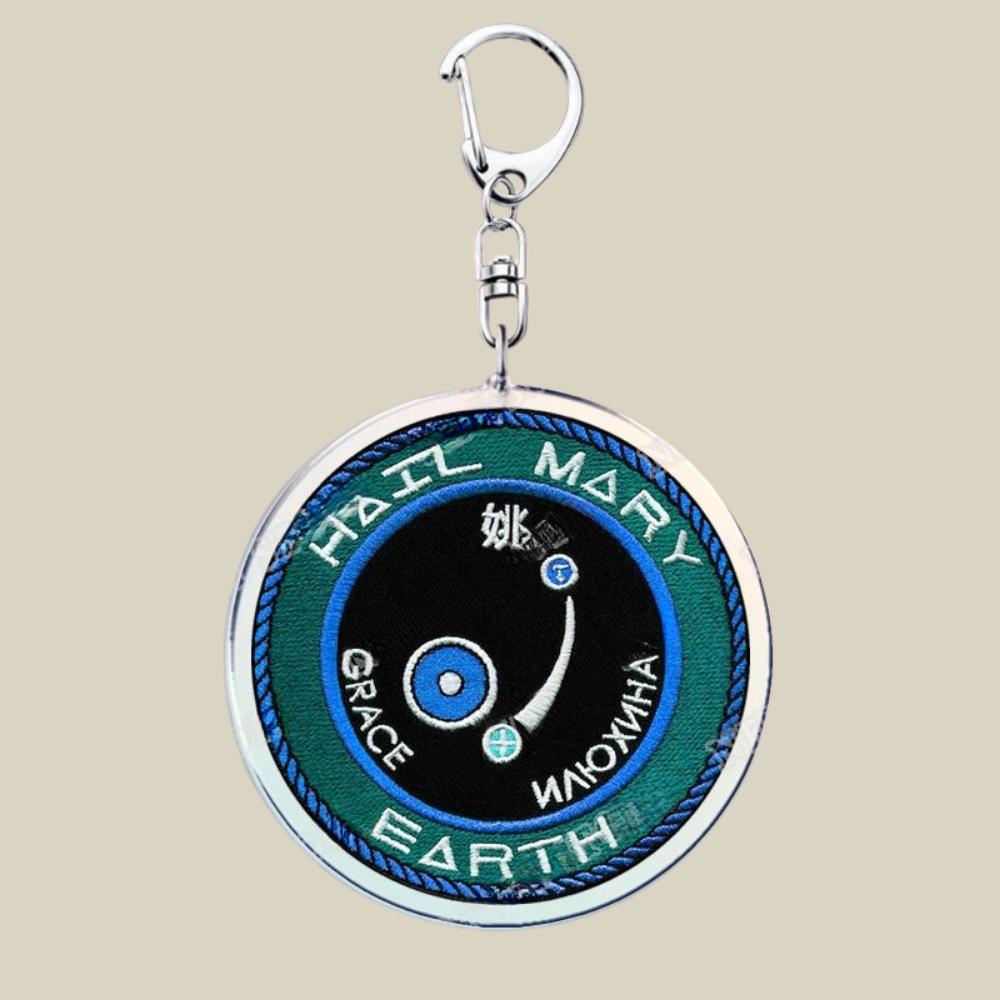Space Mission Keychain - Metal Crest Keyring for Keys & Bags