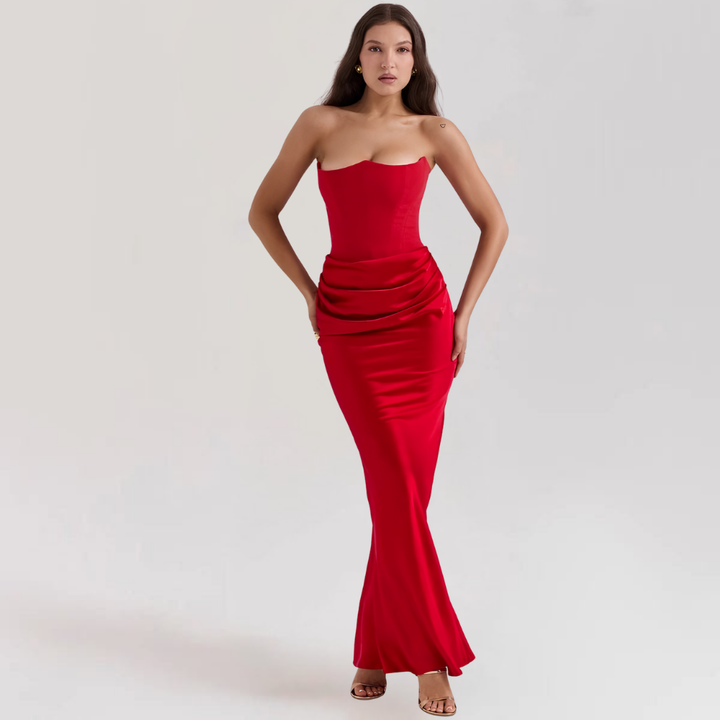 Strapless Corset Evening Gown | Satin Formal Dress for Women