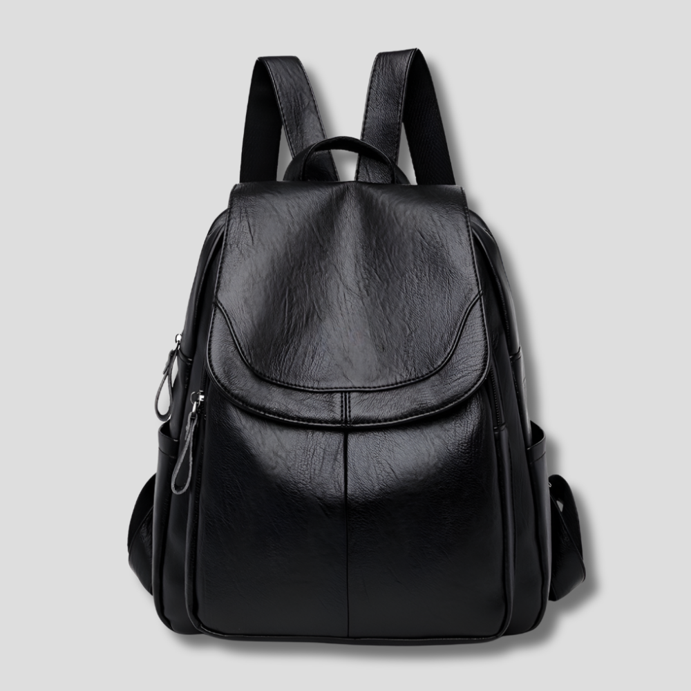 Women's Leather Backpack – Anti-Theft Zippered Compact Daypack
