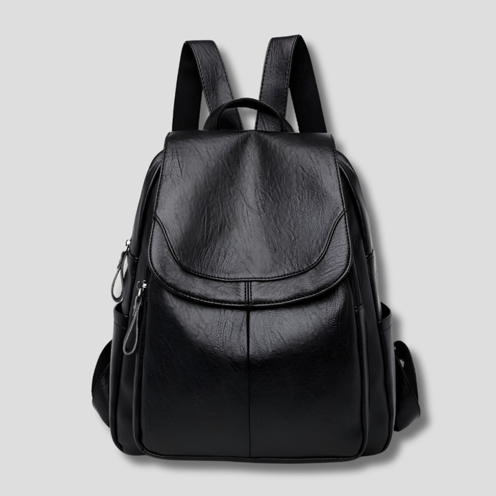 Women's Leather Backpack – Anti-Theft Zippered Compact Daypack