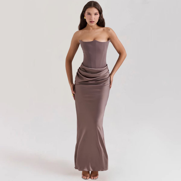 Strapless Corset Evening Gown | Satin Formal Dress for Women
