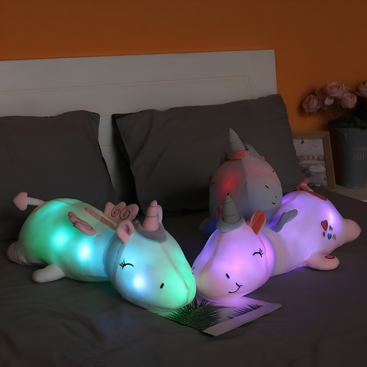 Lampada da comodino LED per bambini, peluche con luce soffusa, giocattolo luminoso