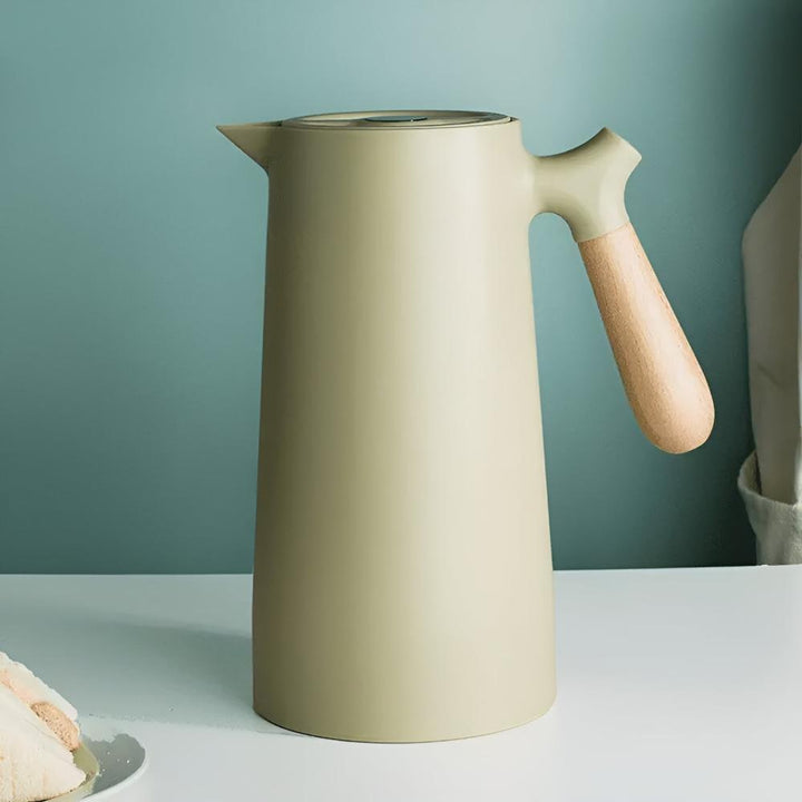 Insulated Carafe With Wooden Handle Stainless Steel Thermal Jug For Coffee And Tea - Image 6