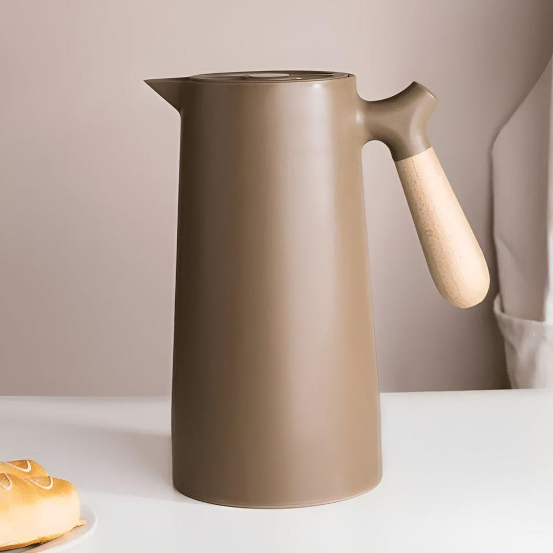 Insulated Carafe With Wooden Handle Stainless Steel Thermal Jug For Coffee And Tea - Image 5