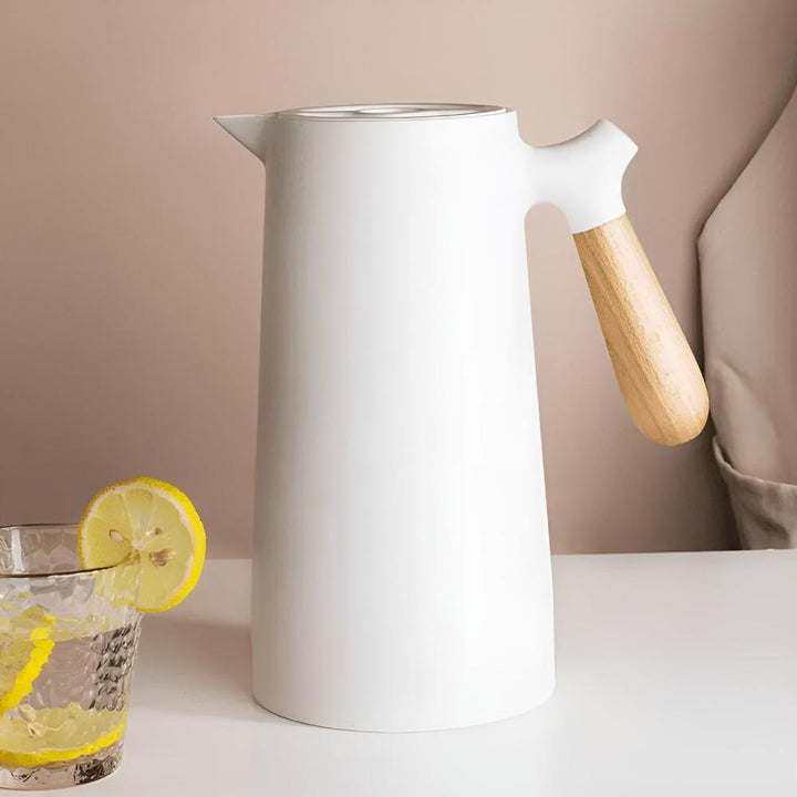 Insulated Carafe With Wooden Handle Stainless Steel Thermal Jug For Coffee And Tea - Image 8