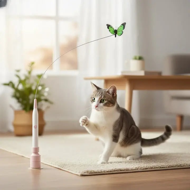 Interactive Cat Toy With Realistic Butterfly Movement USB Rechargeable For Indoor Cats - Image 1