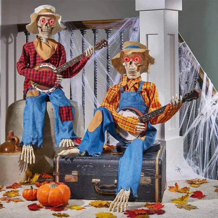 Interactive Halloween Decoration Glowing Skeleton With Banjo LED Plug In Interactive Halloween Display - Image 3