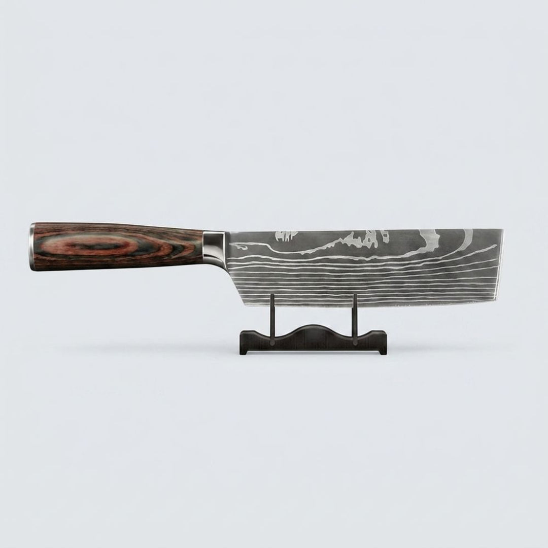 Japanese Damascus 3-Piece Knife Set With Hand-Forged Steel Blades And Wooden Handles - Image 3