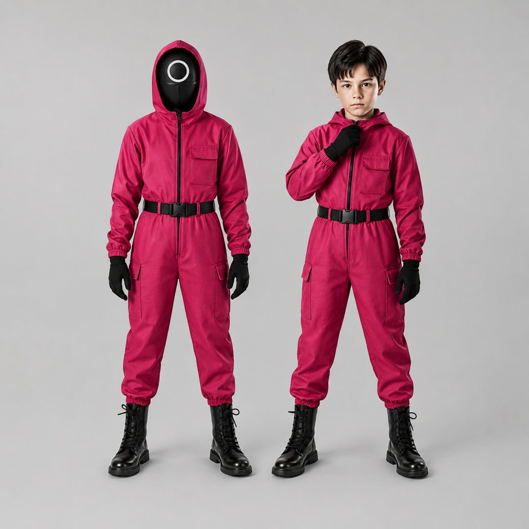 Kids Halloween Costume Kids' Hooded Jumpsuit With Mesh Mask And Gloves Trick-Or-Treat - Image 2