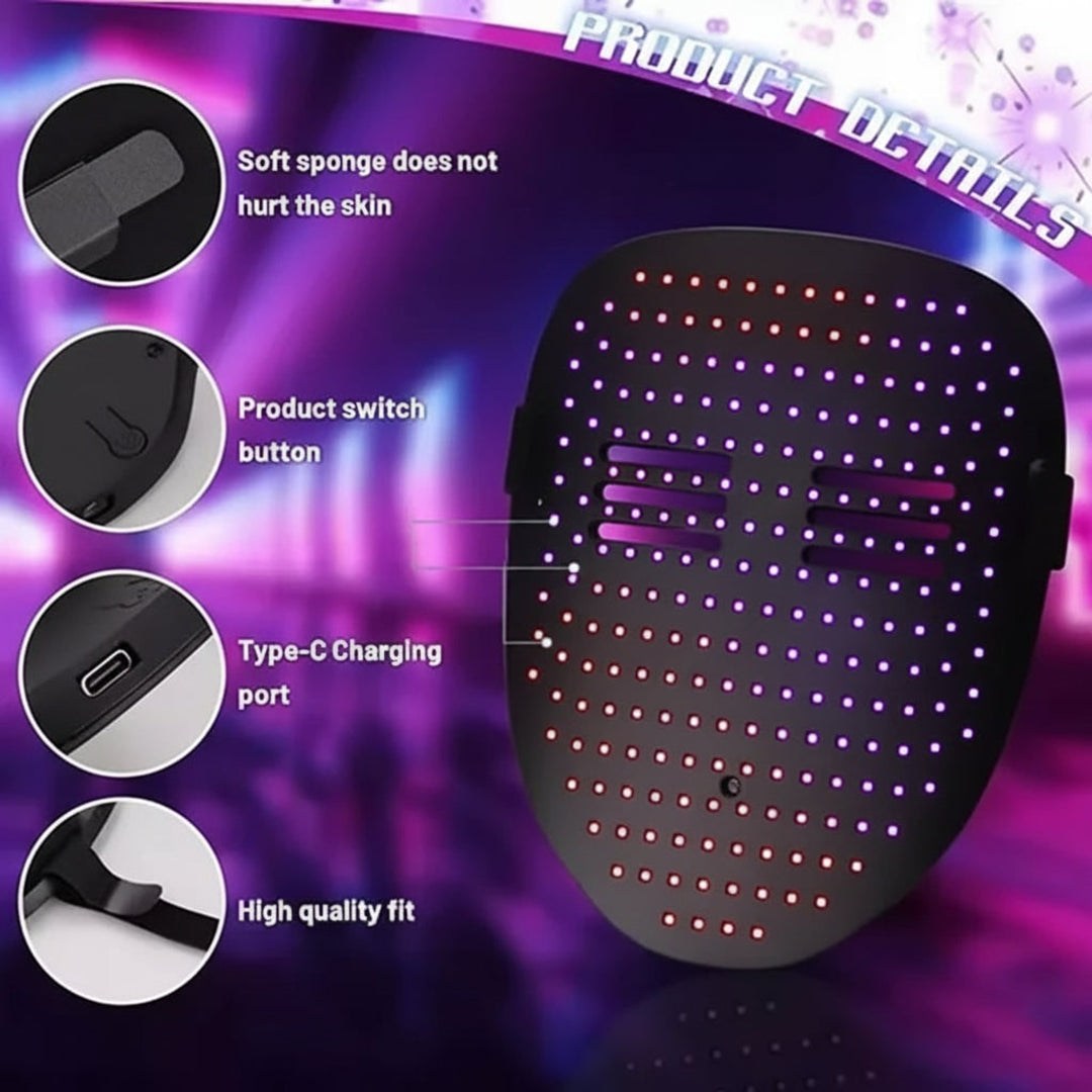 Kids' Halloween Mask LED With Red Light Gesture Control Interactive Display For Party Costume And At Home Use - Image 2