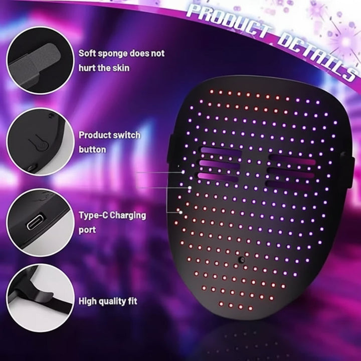 Kids' Halloween Mask LED With Red Light Gesture Control Interactive Display For Party Costume And At Home Use - Image 2