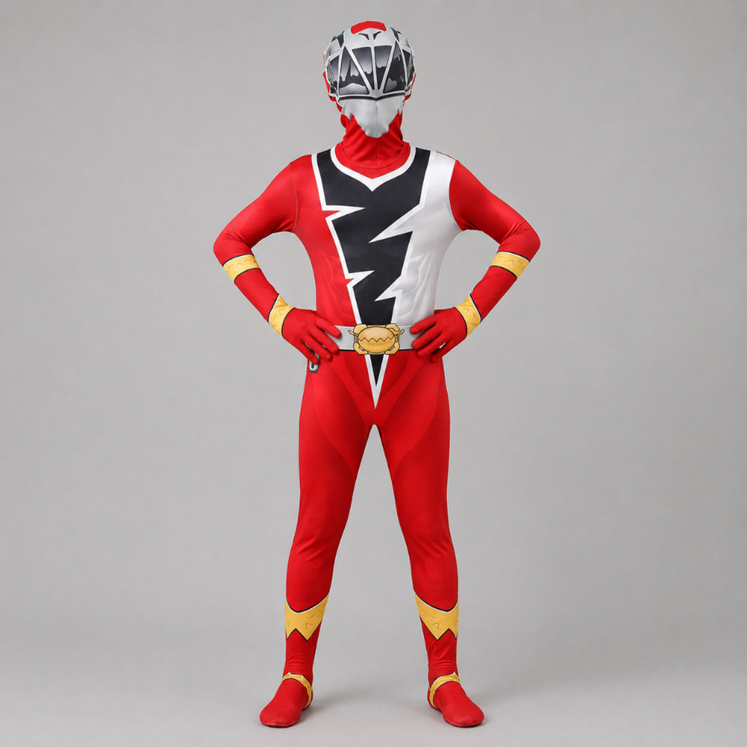 Kids' Superhero Costume For Halloween Jumpsuit With Lightning Bolt Chest Panel And Instant Hero Transformation - Image 3