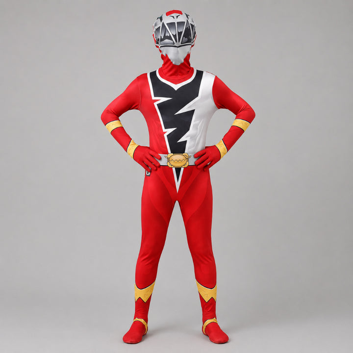 Kids' Superhero Costume For Halloween Jumpsuit With Lightning Bolt Chest Panel And Instant Hero Transformation - Image 3