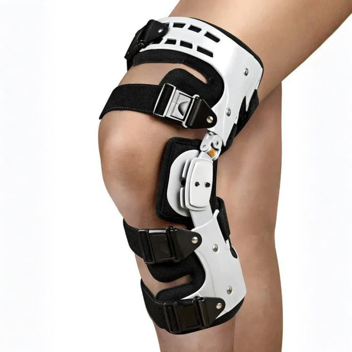 Knee Support Hinged Brace With Adjustable Straps For Stabilization White Black - Image 7