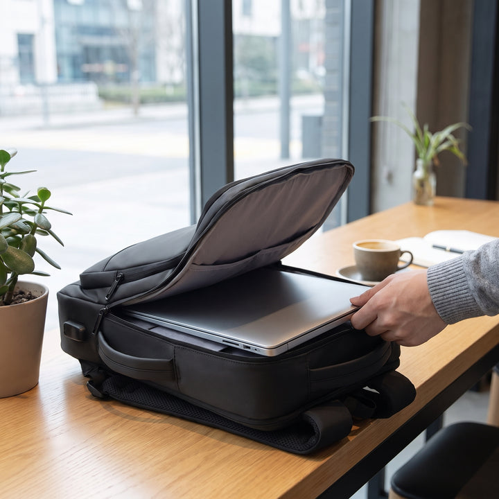 Laptop Backpack with Supportive Secure Design and Top Handle - in-use