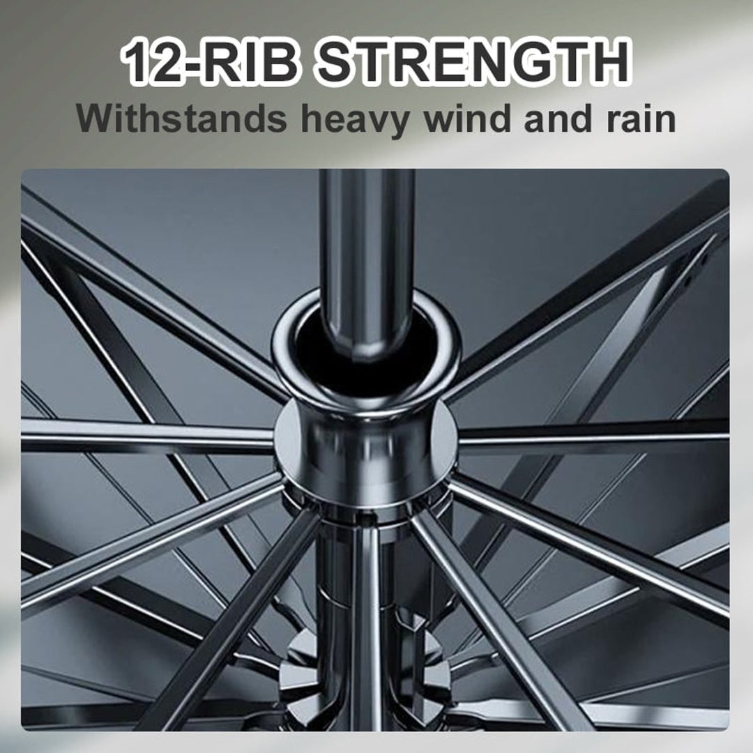 Large Coverage Umbrella With 12-Rib Wind-Resistant Construction And Reverse Folding Design - Image 4