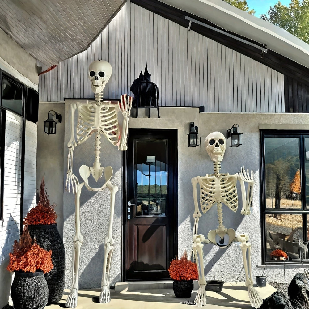 Large Halloween Skeleton Decor Outdoor Posable Display Yard Decoration White Bone Plastic - Image 1