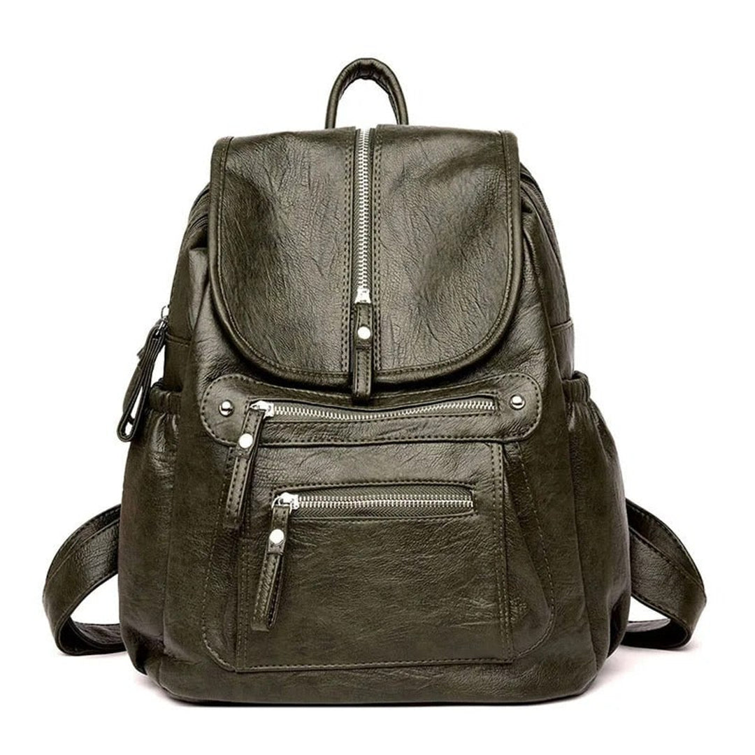 Leather Backpack with Spacious Rucksack Design and Compartments - Image 2
