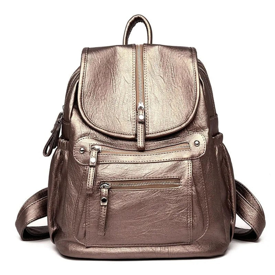 Leather Backpack with Spacious Rucksack Design and Compartments - Image 5