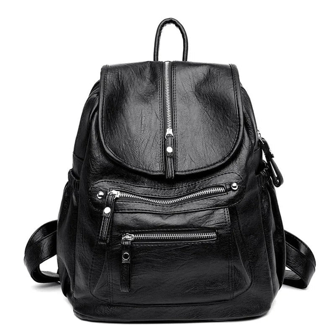 Leather Backpack with Spacious Rucksack Design and Compartments - Image 3