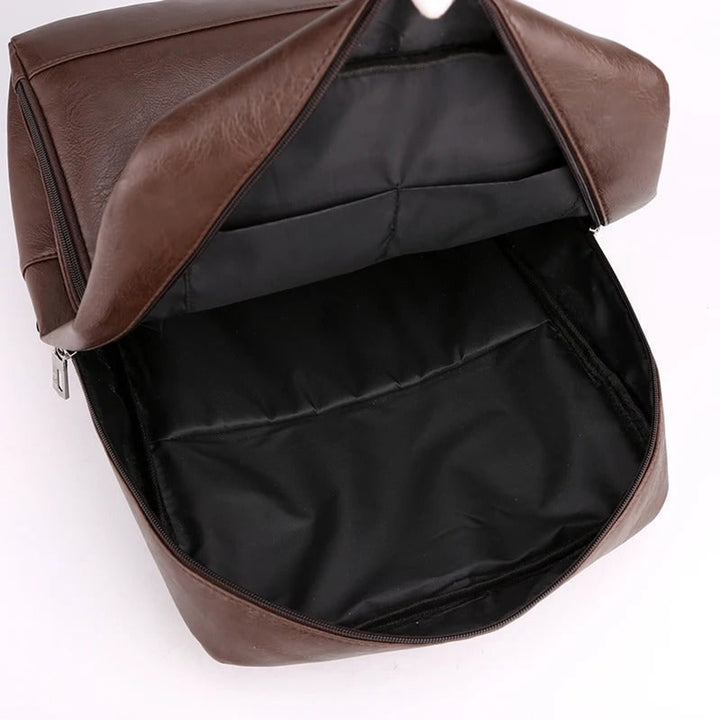 Leather Backpack with Spacious Rucksack Design and Multiple Pockets - Image 4