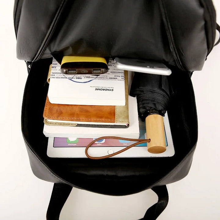 Leather Backpack with Streamlined Office Style and Laptop Compartment - Image 2