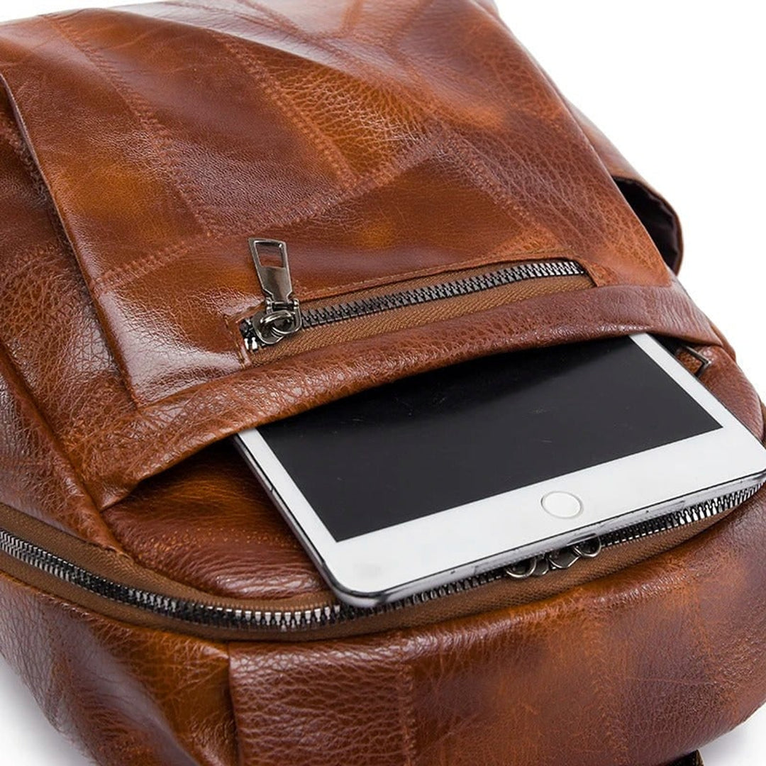 Leather Rucksack with Streamlined Backpack and Adjustable Straps - Image 3