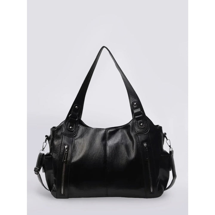Leather Shoulder Bag with Structured Silhouette and Flap Closure - Image 4