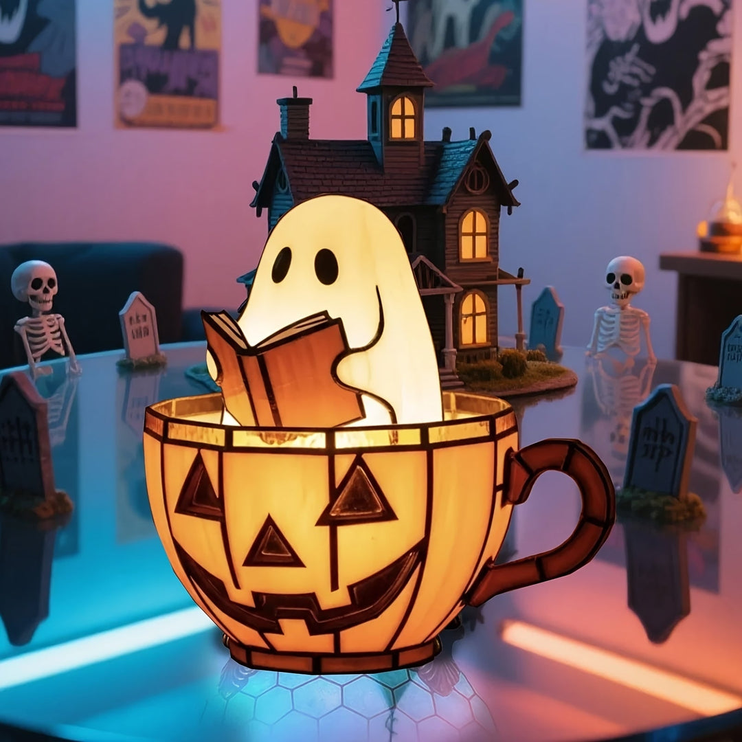 Lighted Ghost Figurine Halloween Decoration With Integrated Internal Lighting And Stained-glass-style Effect Powered By Battery - Image 5