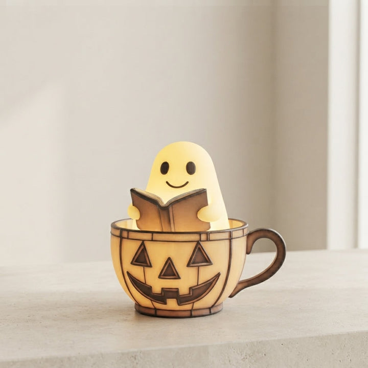 Lighted Ghost Figurine Halloween Decoration With Integrated Internal Lighting And Stained-glass-style Effect Powered By Battery - Image 1