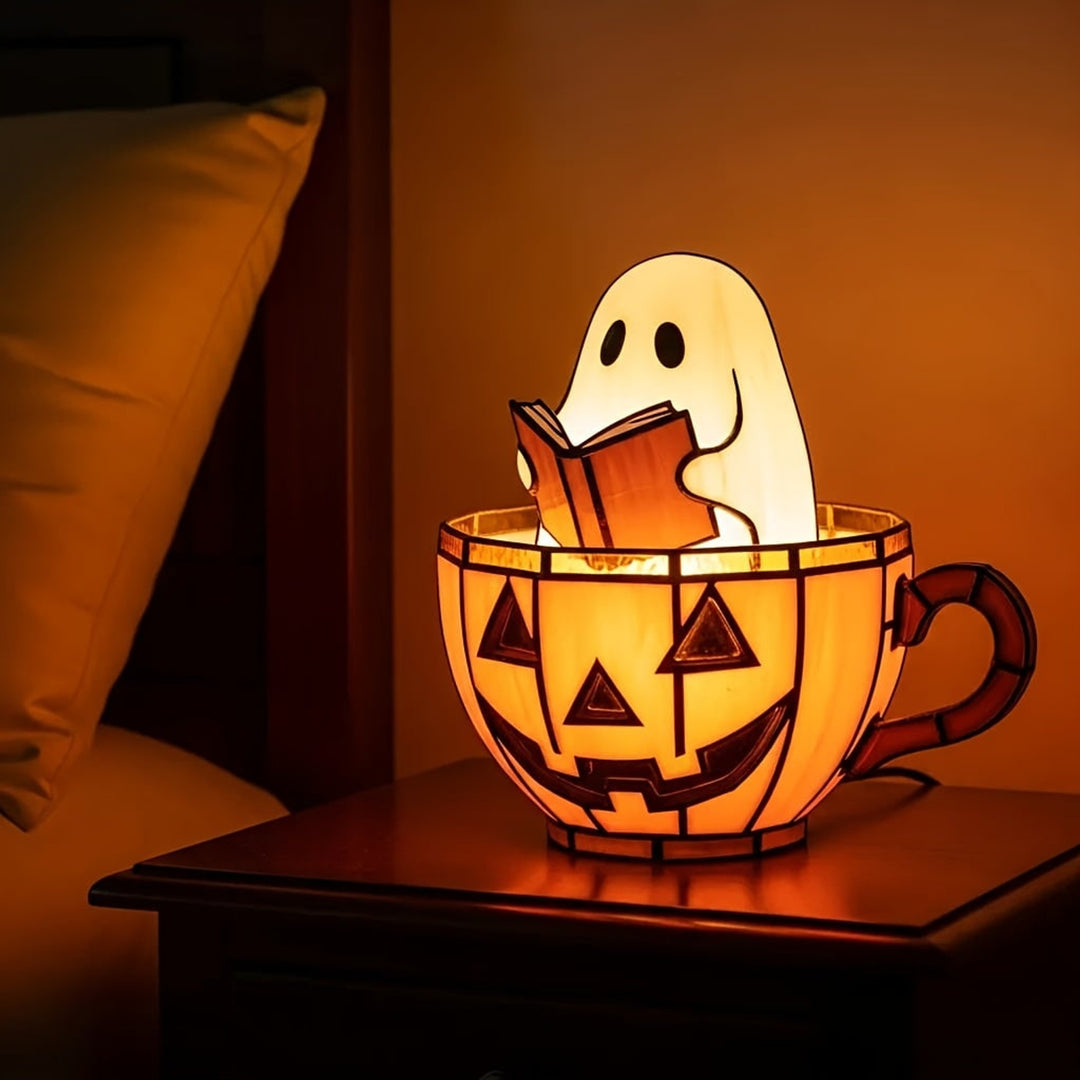 Lighted Ghost Figurine Halloween Decoration With Integrated Internal Lighting And Stained-glass-style Effect Powered By Battery - Image 4