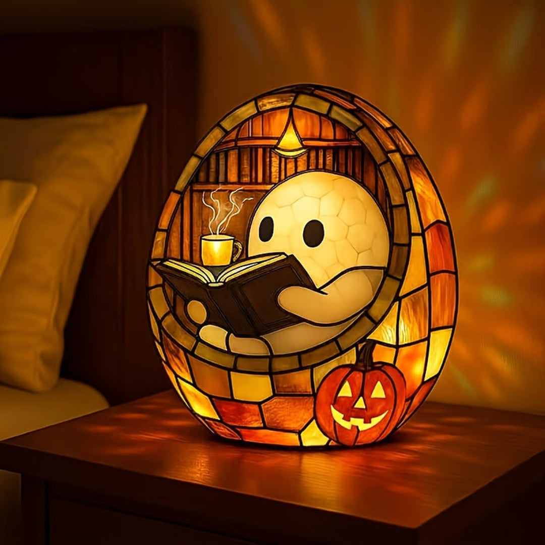 Lighted Ghost Figurine Halloween Decoration With Integrated Internal Lighting And Stained-glass-style Effect Powered By Battery - Image 2