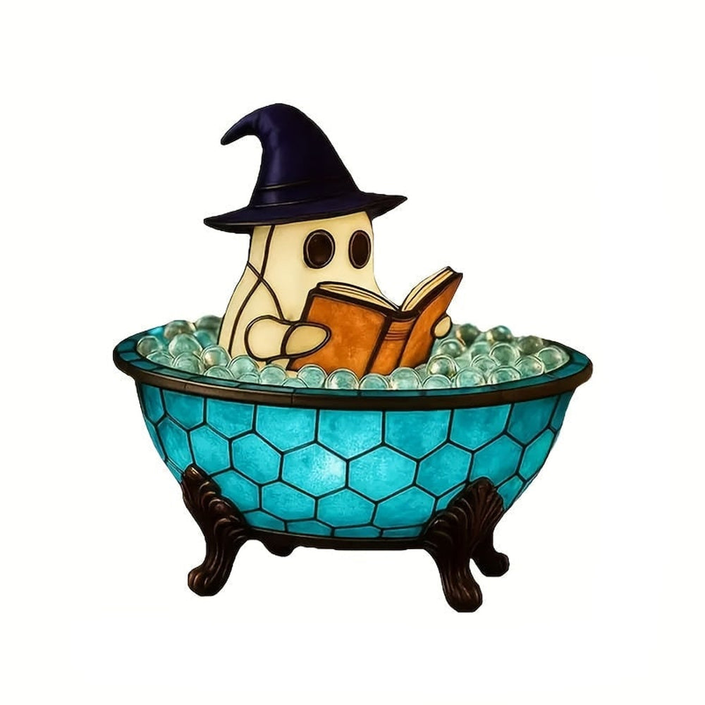 Lighted Ghost Figurine Halloween Decoration With Integrated Internal Lighting And Stained-glass-style Effect Powered By Battery - Image 6