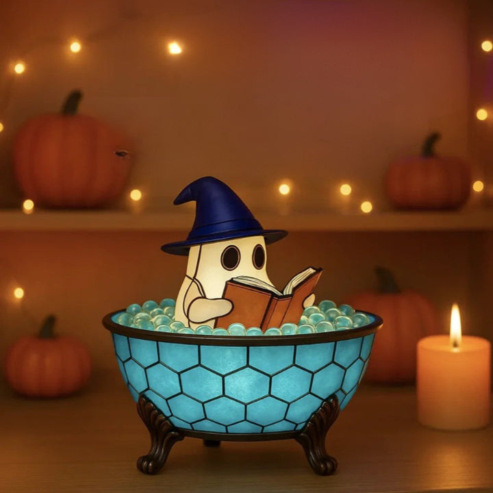 Lighted Ghost Figurine Halloween Decoration With Integrated Internal Lighting And Stained-glass-style Effect Powered By Battery - Image 3