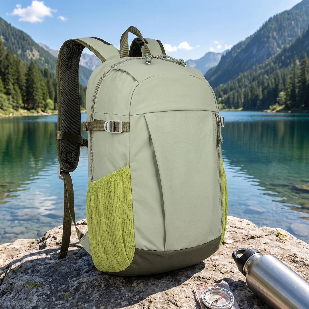 Outdoor Backpack with Adjustable Straps Daypack and Zippered Front - in-use