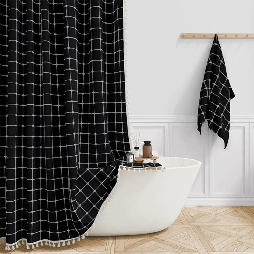 Linen Shower Curtain With Tassel Trim - Image 3