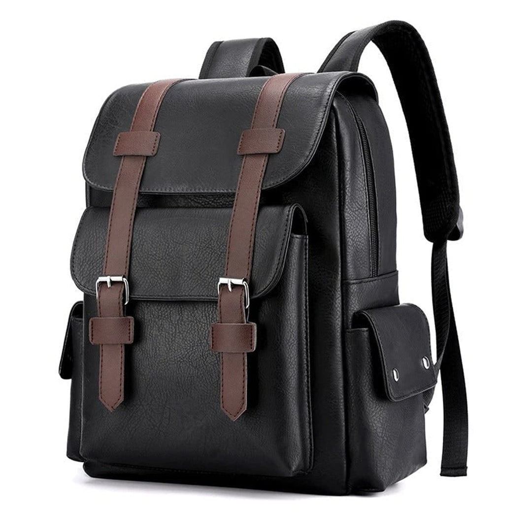 Men's Office Backpack with Streamlined Profile and PU Leather - Image 1