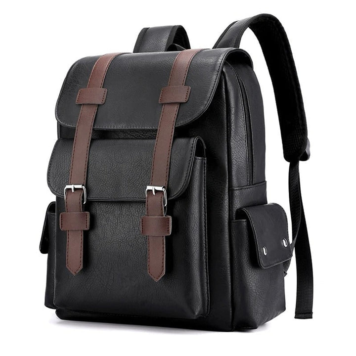 Men's Office Backpack with Streamlined Profile and PU Leather - Image 1