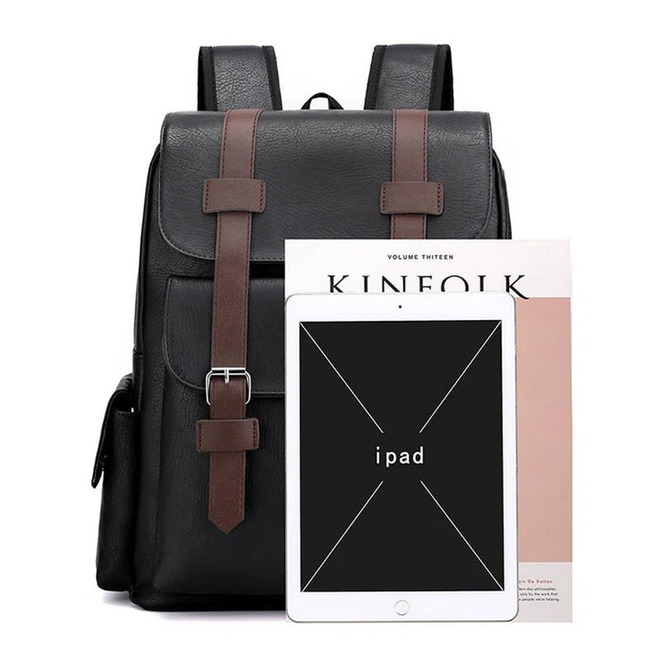 Men's Office Backpack with Streamlined Profile and PU Leather - Image 2