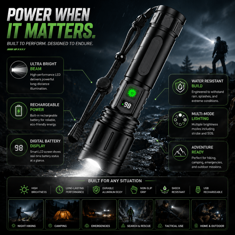 Men's Rechargeable Flashlight High Lumen Tactical Grip LED - Image 3