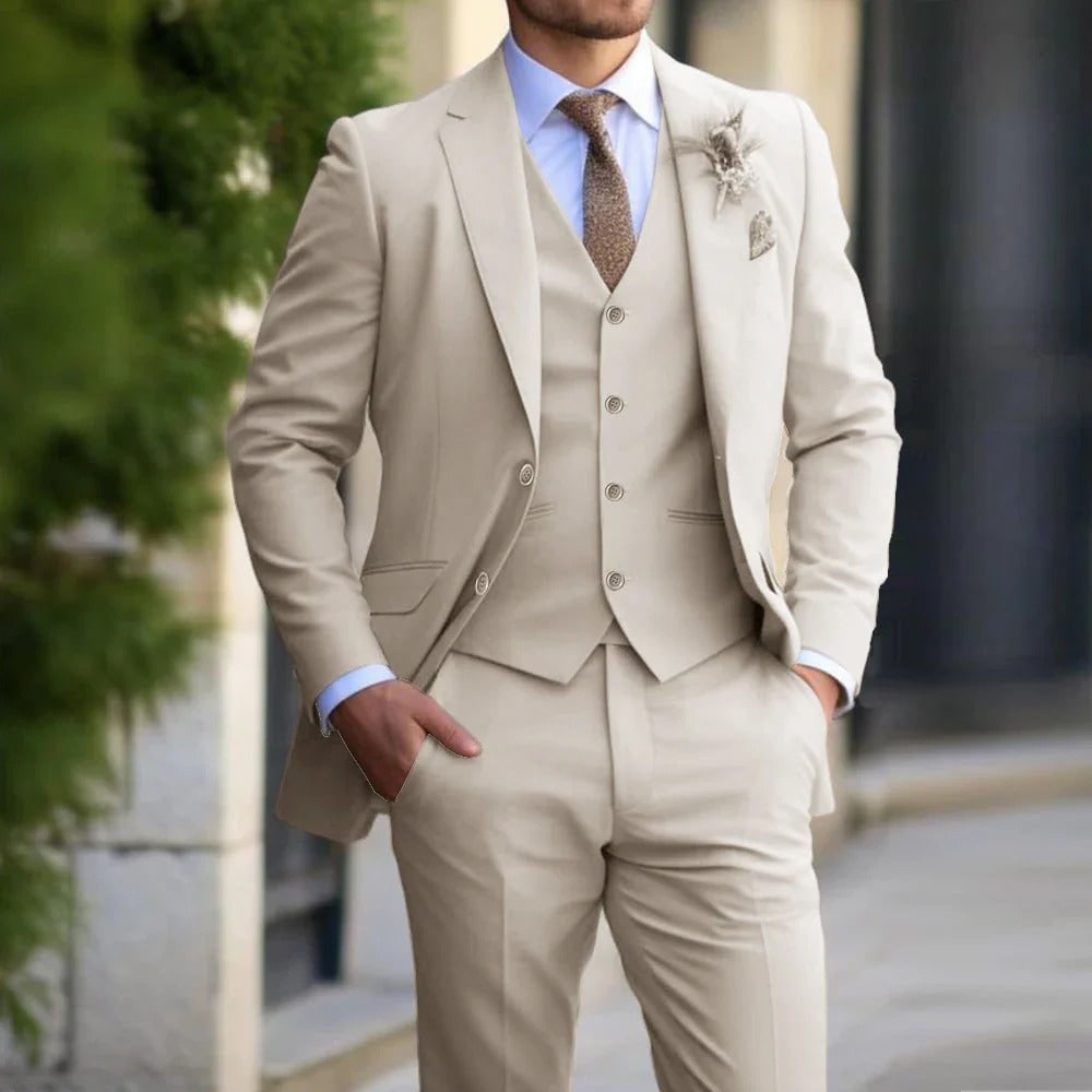 Men's Suit Business Attire Wedding Three-Piece Formal Slim Fit Suit - Image 1
