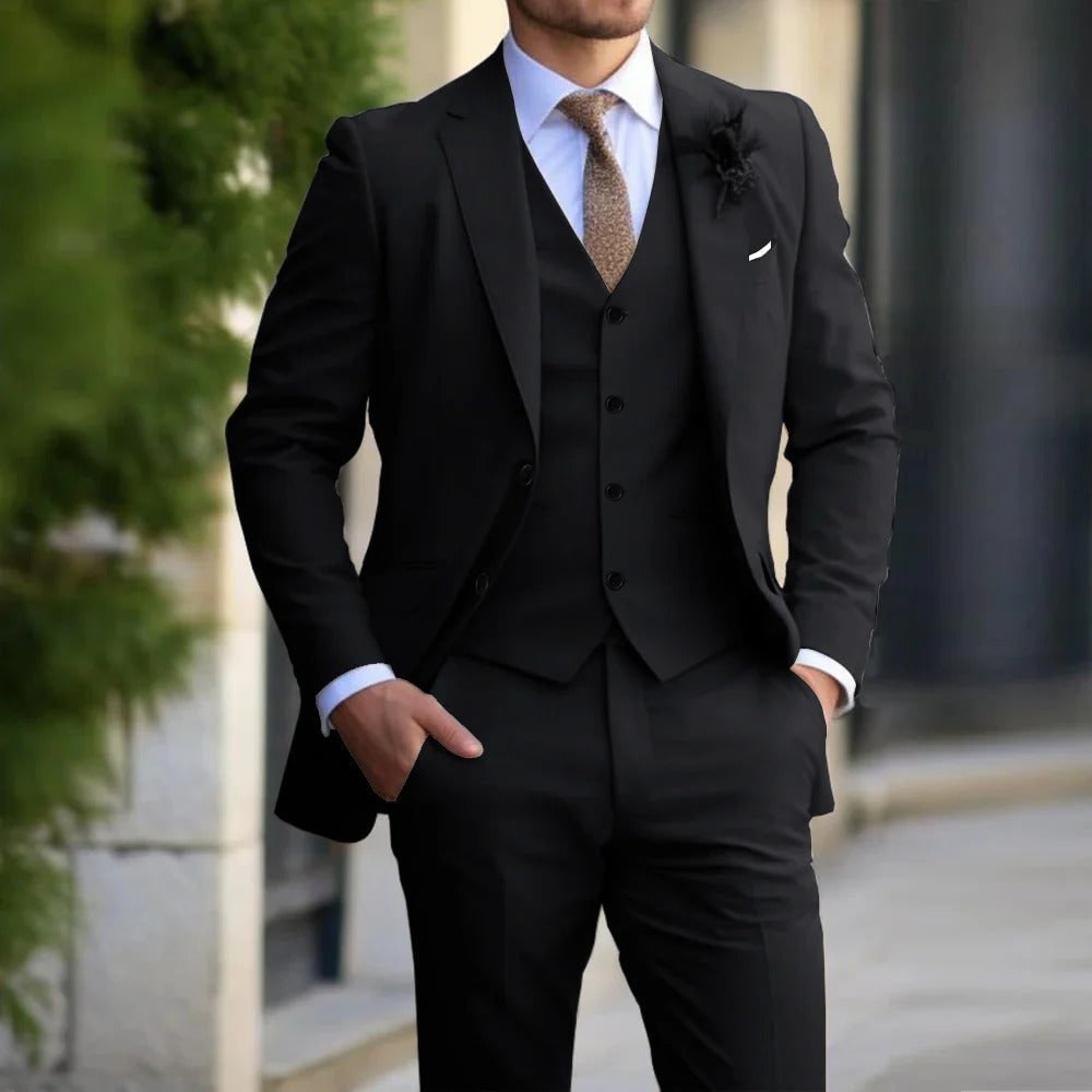Men's Suit Business Attire Wedding Three-Piece Formal Slim Fit Suit - Image 3