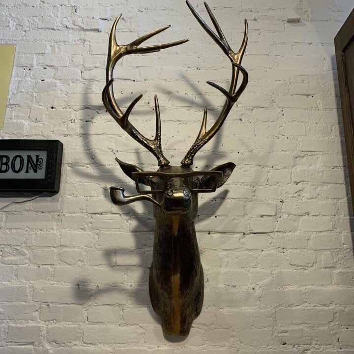 Metal Textured Wall-Mounted Decorative Animal Head Sculpture - Image 1