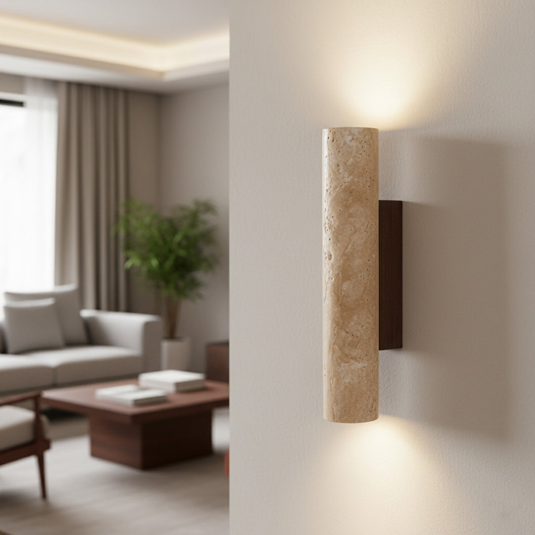 Minimalist Travertine Wall Light With LED Glow - Image 18